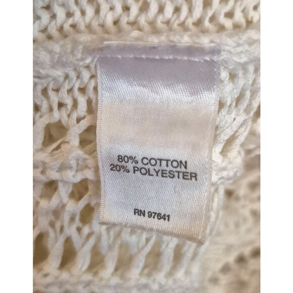 J. Jill White Crochet Cotton Knit Open Front  Over Size Cardigan Kimono Sz M/L - Picture 10 of 12